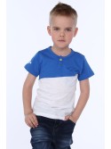 Jungen-T-Shirt mit Knopf, Kornblumenblau und Weiß NDZ4487 – Online-Shop – Boutique